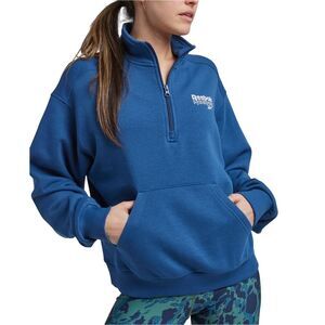Reebok Womens Logo 1/2 Zip Sweatshirt, Blue, NWT